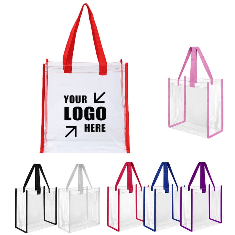 Clear PVC Security Tote Bag with Durable Woven Straps Clear PVC Security Tote Bag with Durable Woven Straps