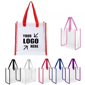 Clear PVC Security Tote Bag with Durable Woven Straps