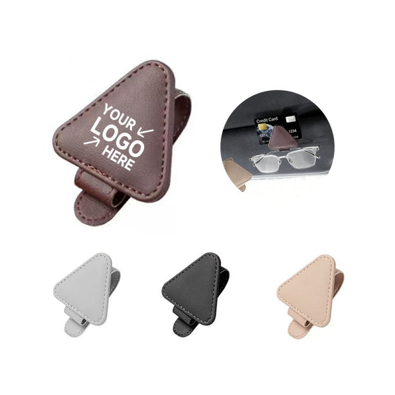 Triangular Leather Car Sunglasses Holder