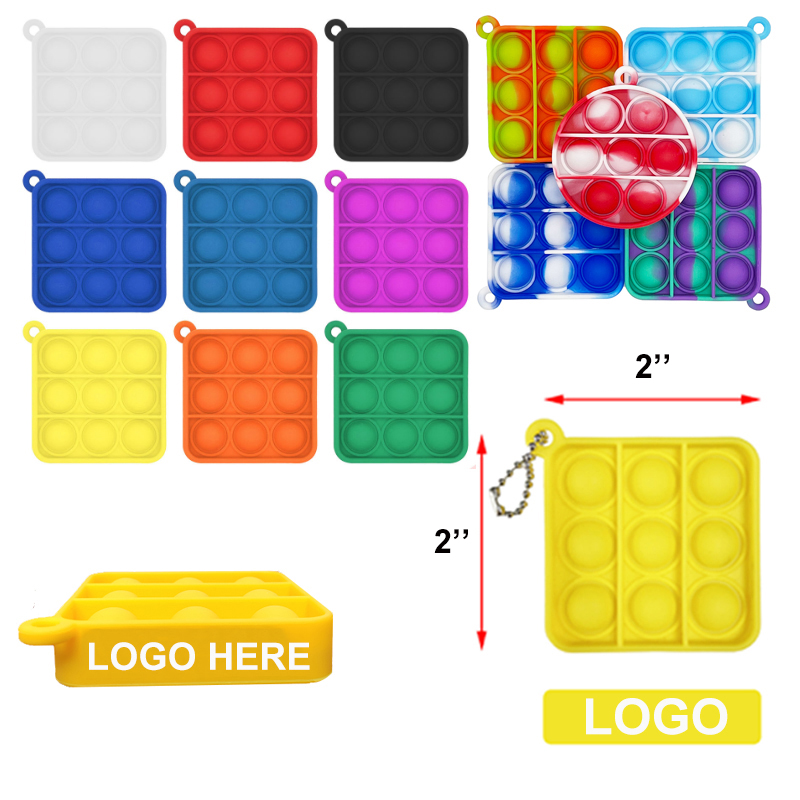 Square Push Pop Bubble Sensory Gadget Keychains