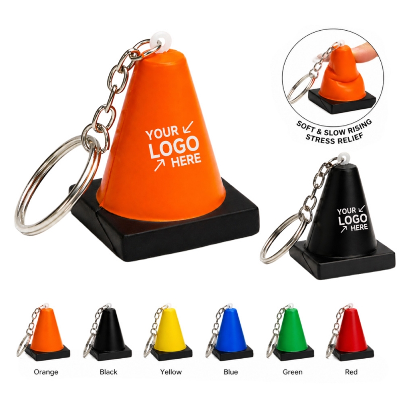 Construction Cone Stress Reliever Key Chain