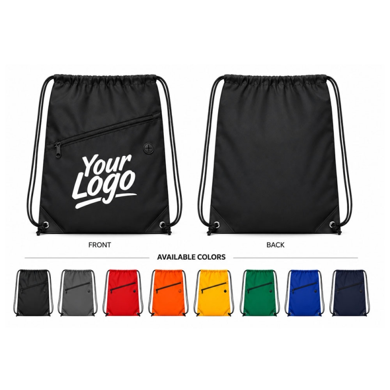 210D Drawstring Backpack with Zipper Pocket 210D Drawstring Backpack with Zipper Pocket
