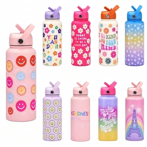 1000ML Vacuum Insulated  Foldable Straw Bottle