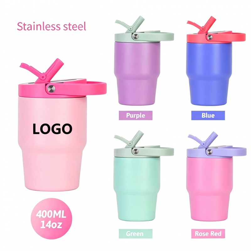 14OZ Vacuum Insulated Tumbler Foldable Straw Lid 14OZ Vacuum Insulated Tumbler Foldable Straw Lid