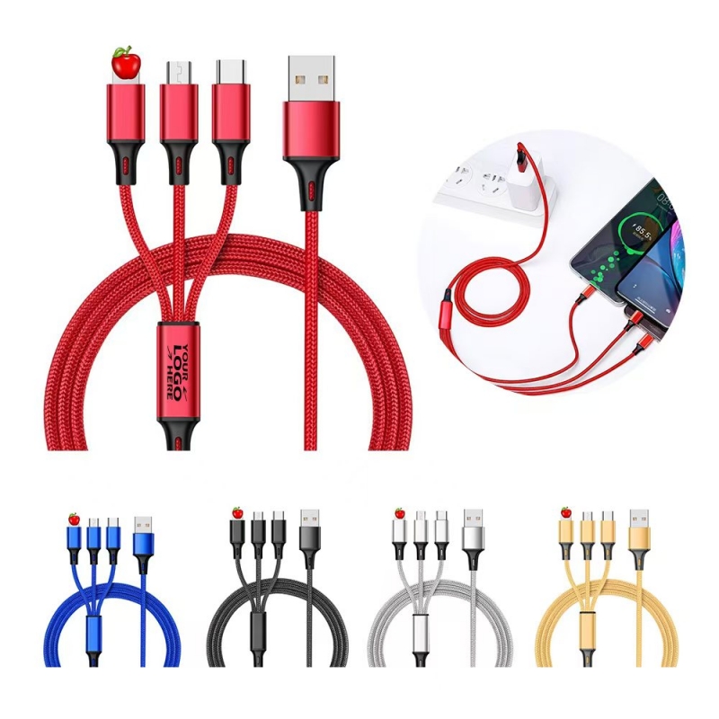 47.24''L Multifunctional 3 in 1 Copper Charging Data Cable 47.24''L Multifunctional 3 in 1 Copper Charging Data Cable