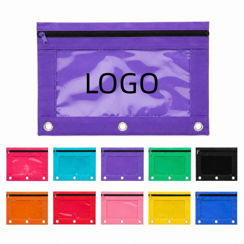 PVC Oxford Fabric pencil pouches With 3 Ring PVC Oxford Fabric pencil pouches With 3 Ring